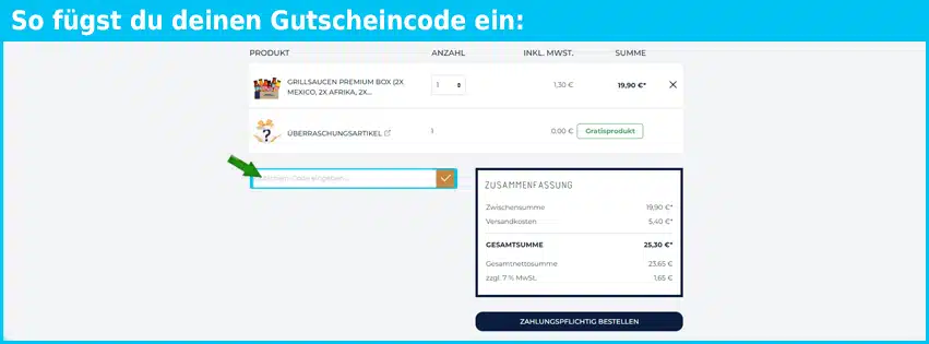 rila Gutschein einfuegen und sparen blau