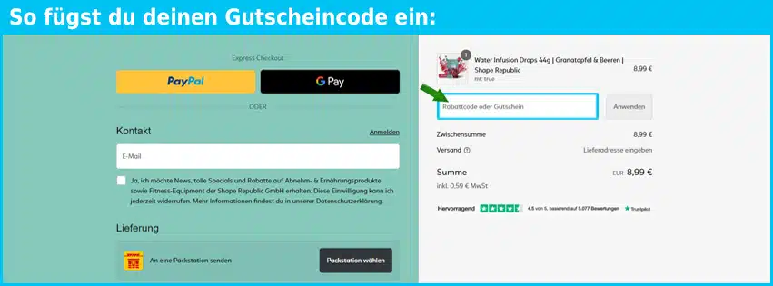 shape-republic Gutschein einfuegen und sparen blau