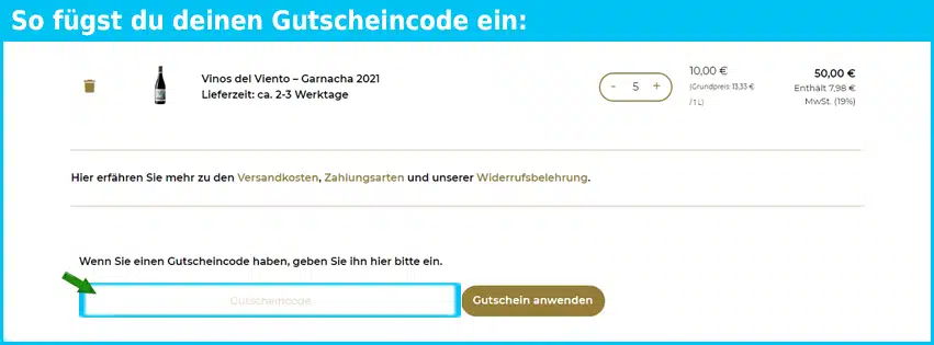 viticus Gutschein einfuegen und sparen blau