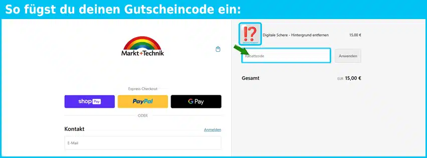 mut Gutschein einfuegen und sparen blau