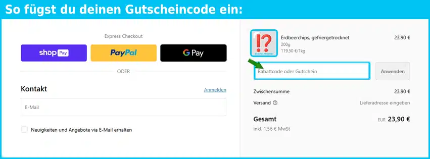 myfruits Gutschein einfuegen und sparen blau