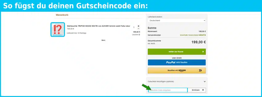trendmoebel24 Gutschein einfuegen und sparen blau