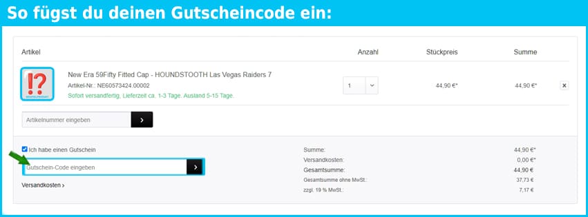 59caps.com Gutschein einfuegen und sparen blau