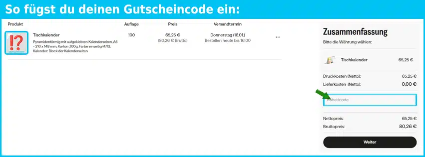 chroma Gutschein einfuegen und sparen blau
