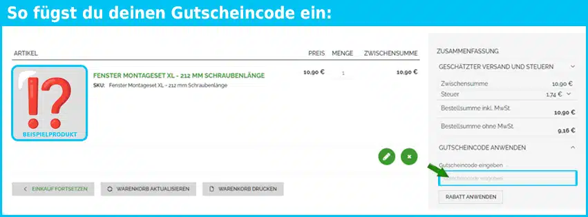 fensterdepot24.de Gutschein einfuegen und sparen blau