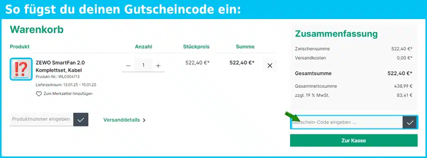 homeperfect Gutschein einfuegen und sparen blau