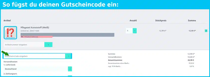 kunststofftuerenland Gutschein einfuegen und sparen blau