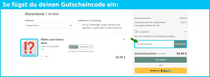 wildes-land Gutschein einfuegen und sparen blau