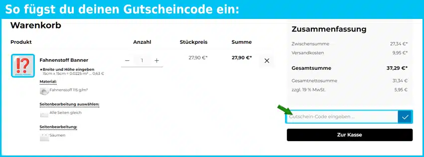 banner-riese Gutschein einfuegen und sparen blau