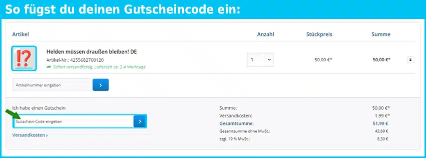 funtainment Gutschein einfuegen und sparen blau
