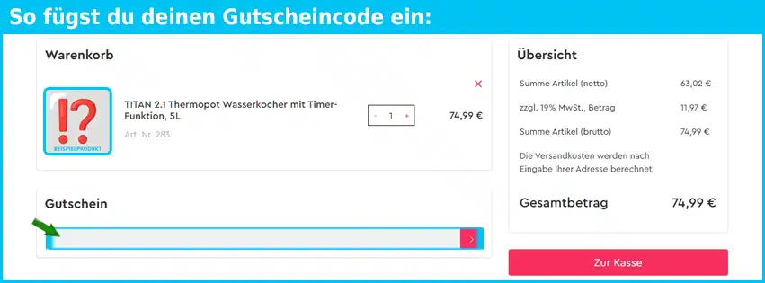 kaufbei.tv Gutschein einfuegen und sparen blau