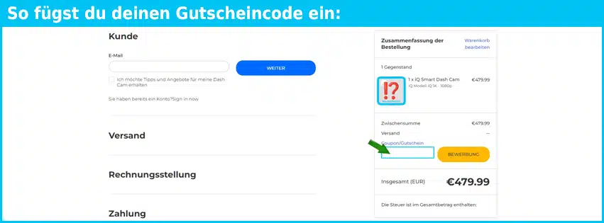 nextbase Gutschein einfuegen und sparen blau