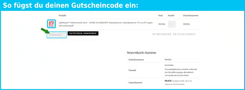 adelmayer Gutschein einfuegen und sparen blau