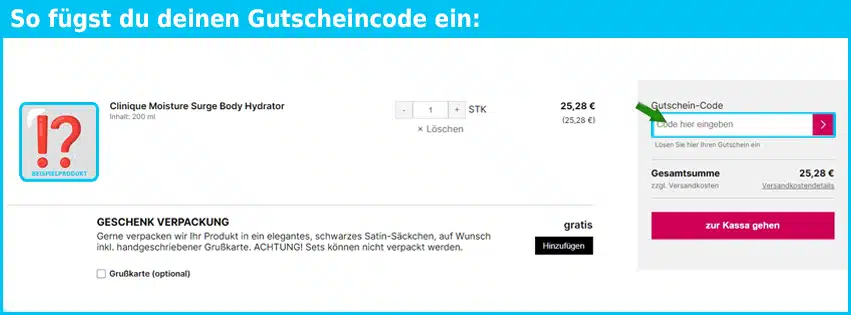 cosmeticexpress Gutschein einfuegen und sparen blau