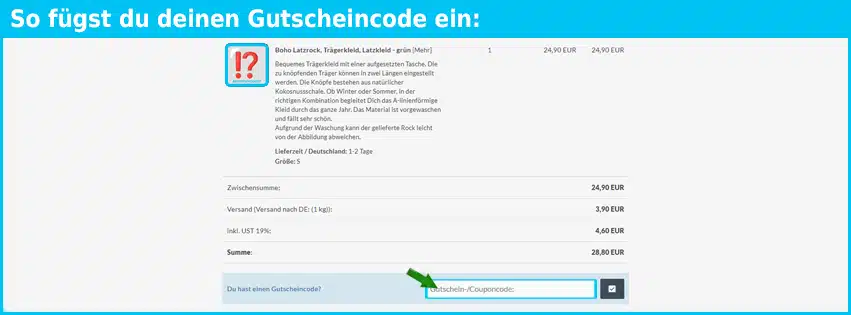 guru-shop Gutschein einfuegen und sparen blau