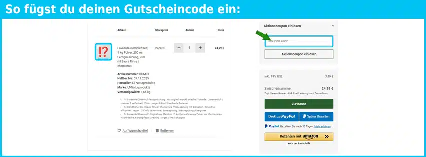 lt-naturprodukte Gutschein einfuegen und sparen blau