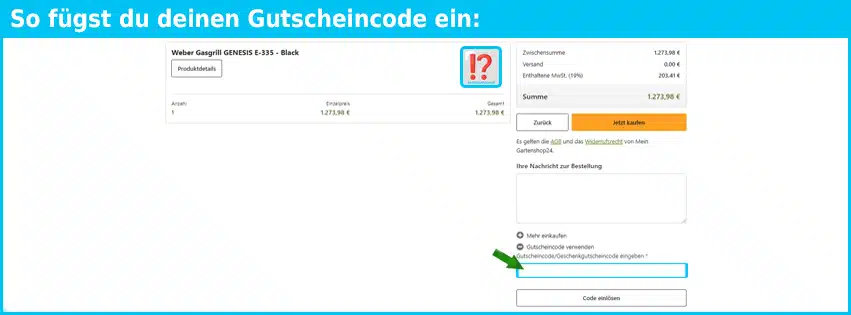 mein-gartenshop24 Gutschein einfuegen und sparen blau