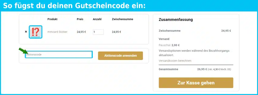 mmcards Gutschein einfuegen und sparen blau