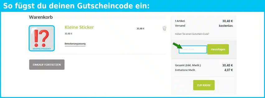 onlyprint Gutschein einfuegen und sparen blau