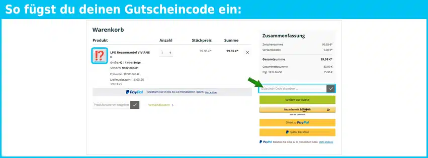 regenbekleidung.com Gutschein einfuegen und sparen blau