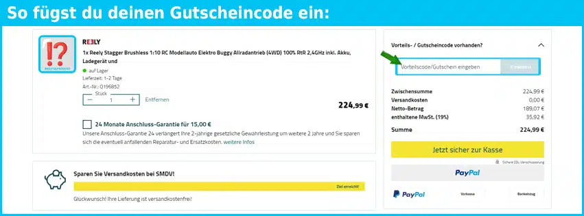 smdv Gutschein einfuegen und sparen blau