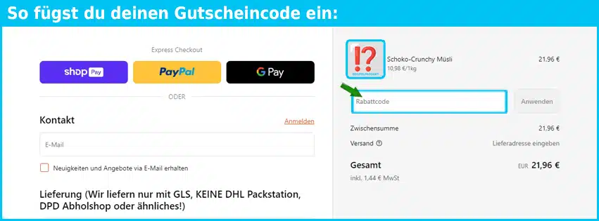 streich-muehle Gutschein einfuegen und sparen blau