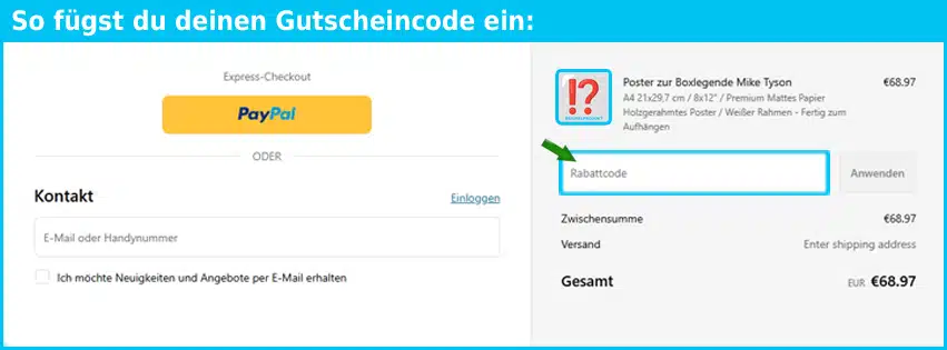 apollodio Gutschein einfuegen und sparen blau