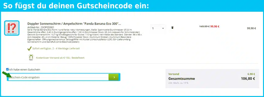 gartenfachmarkt24 Gutschein einfuegen und sparen blau