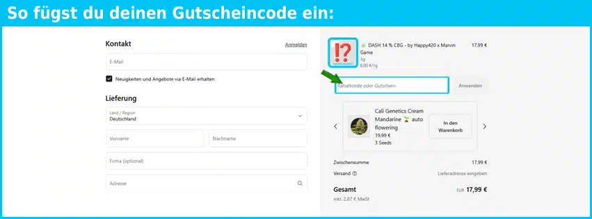 happy-420 Gutschein einfuegen und sparen blau