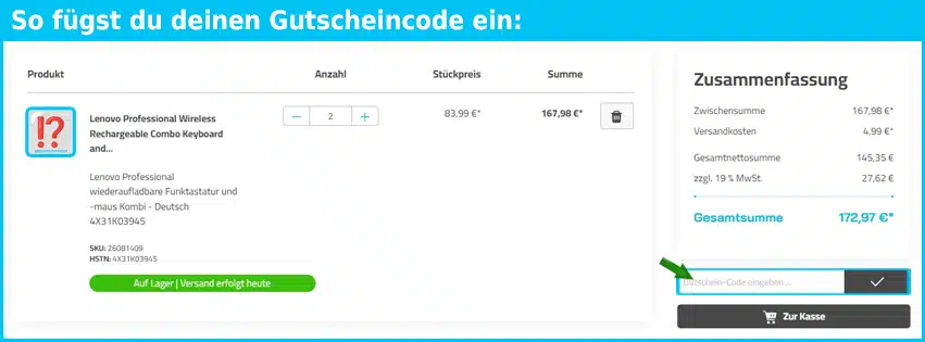 klarsicht Gutschein einfuegen und sparen blau