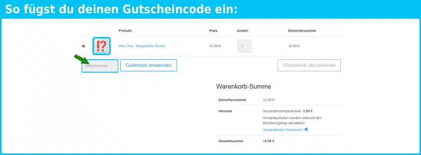 miradua Gutschein einfuegen und sparen blau