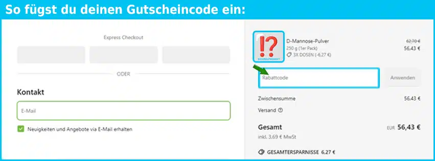 raibu Gutschein einfuegen und sparen blau