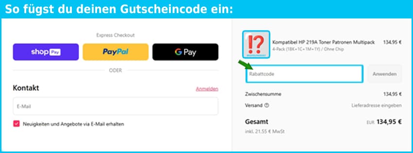 trueimage Gutschein einfuegen und sparen blau