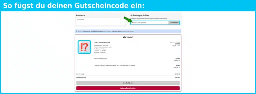 wohnbedarf-pies Gutschein einfuegen und sparen blau