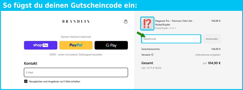 brandlix Gutschein einfuegen und sparen blau
