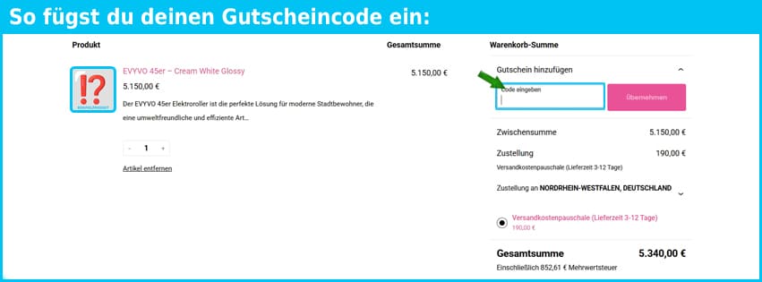 evyvo Gutschein einfuegen und sparen blau