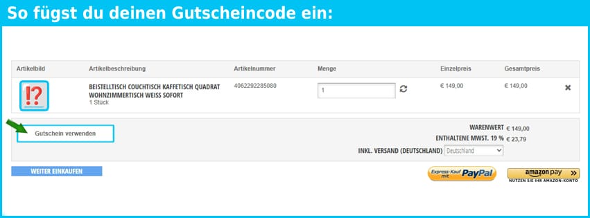 jvmoebel.de Gutschein einfuegen und sparen blau