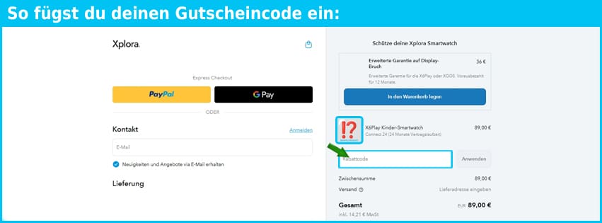myxplora Gutschein einfuegen und sparen blau