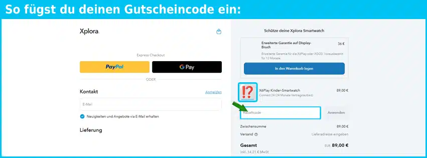 myxplora Gutschein einfuegen und sparen blau