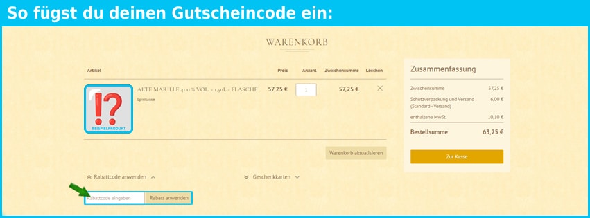 prinz Gutschein einfuegen und sparen blau