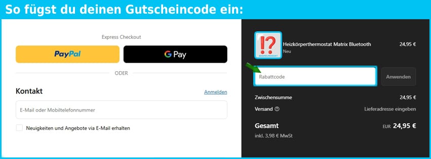 smarthaven Gutschein einfuegen und sparen blau