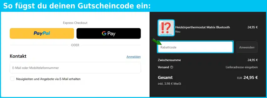 smarthaven Gutschein einfuegen und sparen blau