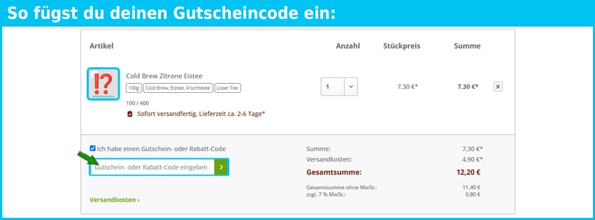 1000tees Gutschein einfuegen und sparen blau