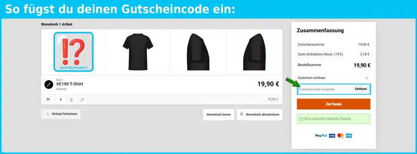 bandyshirt Gutschein einfuegen und sparen blau