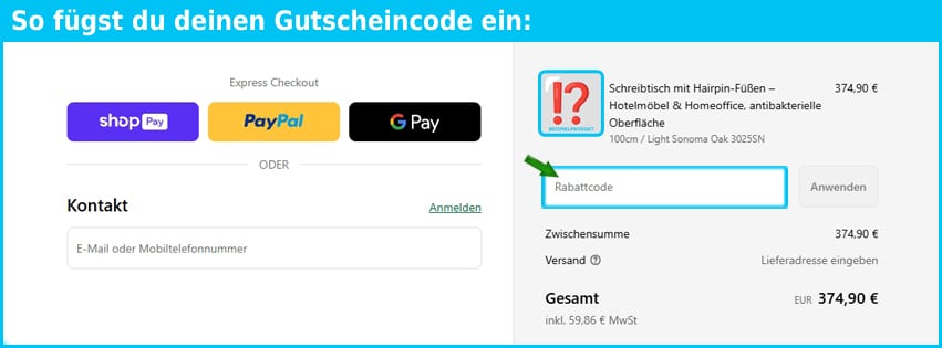 erides Gutschein einfuegen und sparen blau