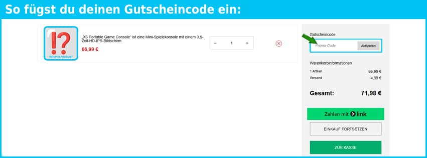 ezkimo.de Gutschein einfuegen und sparen blau