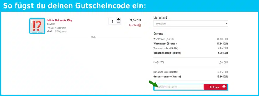 fellicita Gutschein einfuegen und sparen blau