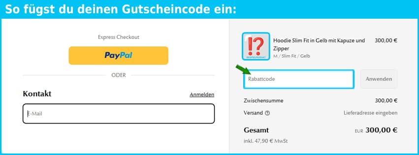 henriks-shop Gutschein einfuegen und sparen blau
