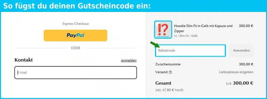 henriks-shop Gutschein einfuegen und sparen blau
