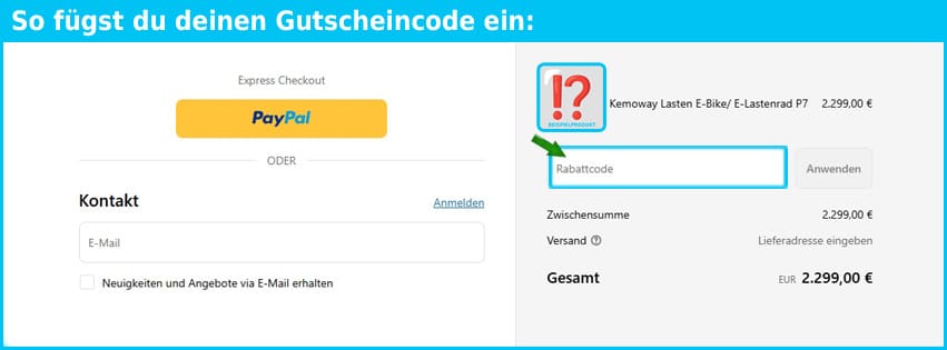 kemoway Gutschein einfuegen und sparen blau